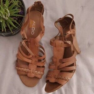 Aldo Fine leather Strappy Sandals with triangle heel- 38EURO (8.5US)